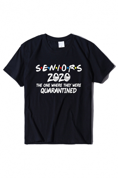 Leisure Letter Seniors 2020 Printed Short Sleeve Crew Neck Relaxed T Shirt