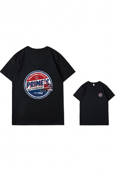 Letter Prime's Printed Short Sleeve Crew Neck Relaxed Street Tee Top for Boys