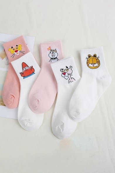 Cartoon Stripe Letter Pattern Knitted Popular Socks