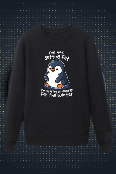 Dressy Cartoon Penguin Letter I Am Not Getting Fat Printed Pullover Long Sleeve Round Neck Regular Fitted Graphic Sweatshirt for Men