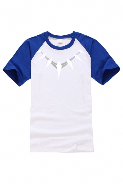 Fancy Necklace Pattern Raglan Short Sleeve Round Neck Regular Fit T-Shirt for Men