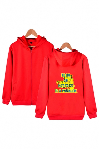 Cool Mens Letter to Do Not to Do Is a Problem Printed Pocket Drawstring Zipper up Long Sleeve Regular Fitted Hoodie