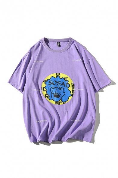 Popular Boys Letter Sosad Cartoon Graphic Short Sleeve Crew Neck Oversize T-shirt
