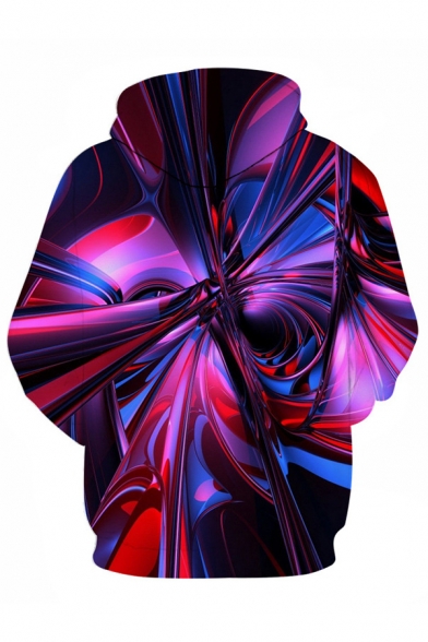 Dressy Mens 3D Visual Deception Pattern Pocket Drawstring Long Sleeve Regular Fitted Hooded Sweatshirt