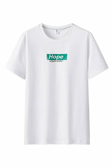 Leisure Mens Letter Hope Printed Short Sleeve Round Neck Relaxed Fit T Shirt