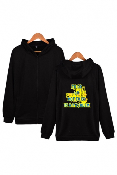 Cool Mens Letter to Do Not to Do Is a Problem Printed Pocket Drawstring Zipper up Long Sleeve Regular Fitted Hoodie