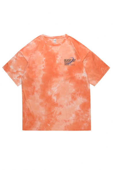 Letter Suck My Print Tie Dye Short Sleeve Crew Neck Relaxed Stylish T Shirt