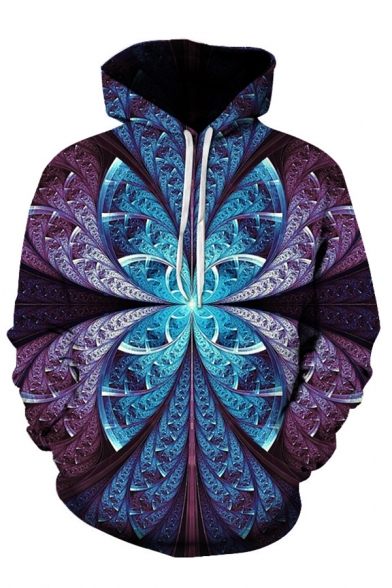 Chic 3D Visual Deception Pattern Pocket Drawstring Long Sleeve Regular Fit Hooded Sweatshirt for Men