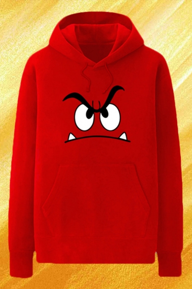 Chic Mens Cartoon Character Pattern Pocket Drawstring Long Sleeve Regular Fit Graphic Hooded Sweatshirt