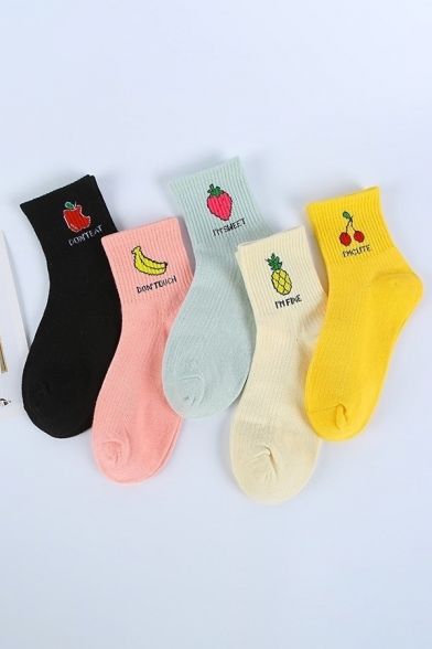 Fashionable Number Letter Cartoon Graphic Knit Socks