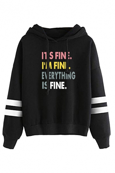 Letter Schrute Radish Graphic Striped Long Sleeve Drawstring Loose Fit Stylish Hoodie for Men