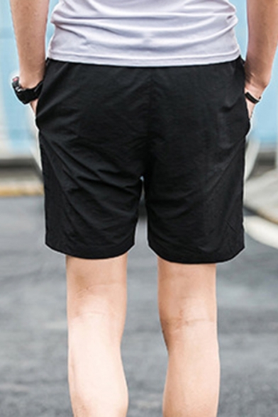 Casual Mens Shorts Applique Pocket Drawstring Mid Rise Regular Fitted Shorts
