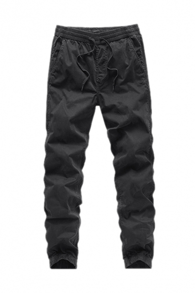 Fashion Men's Pants Camo Printed Drawstring Waist Cuffed Straight Fit Chino Pants with Pockets