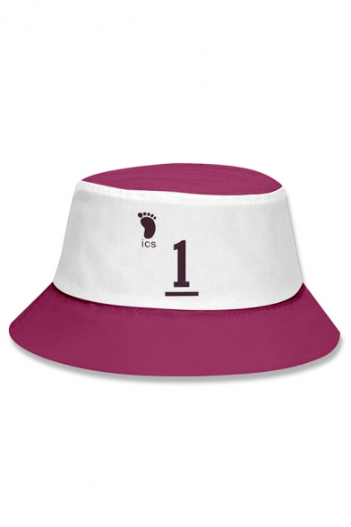 Fashionable Womens Number 1 Footprint Graphic Colorblocked Bucket Hat