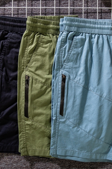 Mens Casual Shorts Stars Letter Badfive Print Zipper Drawstring Waist Pocket Regular Fit Knee Length Sweat Shorts
