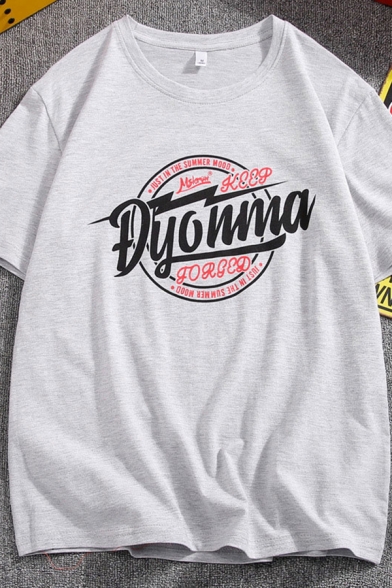 Fancy Mens Letter Dyonma Just in the Summer Mood Printed Short Sleeve Round Neck Regular Fit T-Shirt