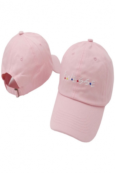 Fashionable Letter Finesse Embroidered Cotton Adjustable Cap