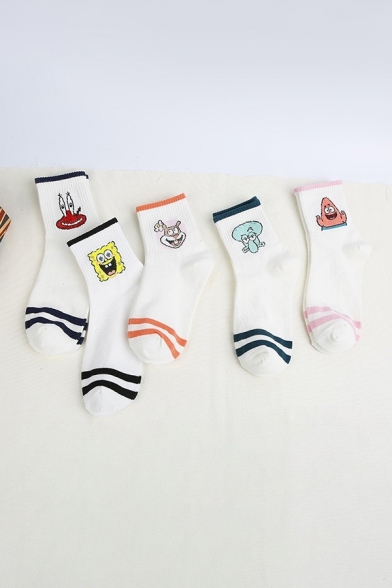 Cartoon Stripe Letter Pattern Knitted Popular Socks