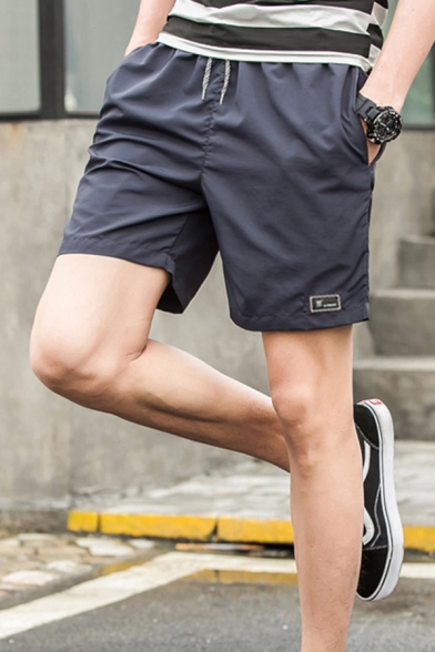 Casual Mens Shorts Applique Pocket Drawstring Mid Rise Regular Fitted Shorts