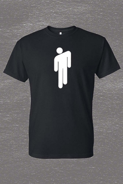Chic Mens Cartoon Pattern Short Sleeve Crew Neck Regular Fit T-shirt