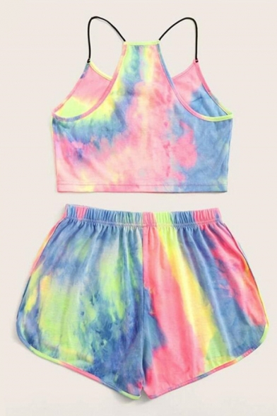 Pretty Girls Tie Dye Letter Babe Printed Slim Fit Cropped Cami Top & Relaxed Fit Shorts Set