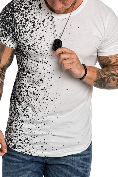 Muscle Guys Splash Ink Short Sleeve Crew Neck Curved Hem Regular Fit T-shirt
