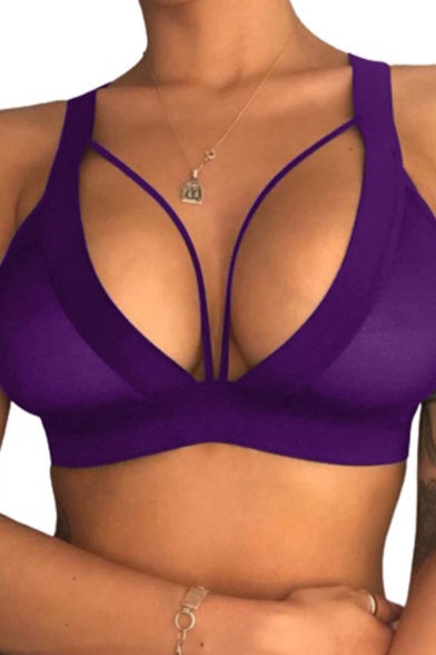 Sexy Cozy Ladies Solid Color Cut out Support Seamless Bra