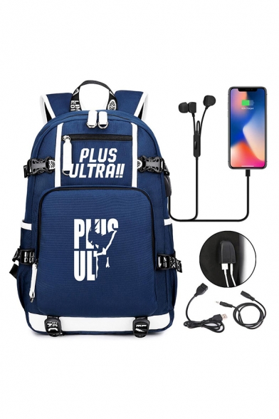 Street Letter Plus Ultra Geometric Graphic Pockets Large Capacity Backpack