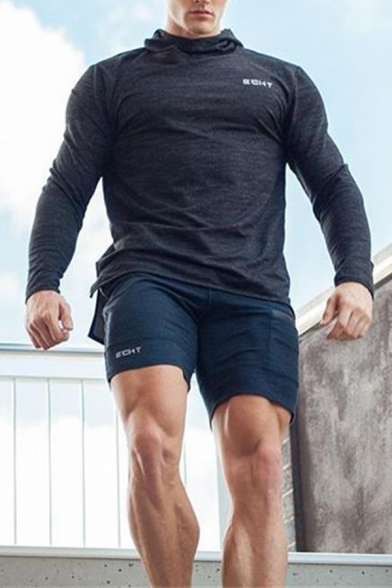 Men's Cool Fashion Simple Plain Zipped Pocket Drawstring Waist Slim Fit Sports Sweat Shorts