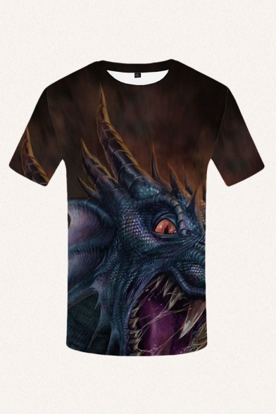 Mens 3D T-Shirt Unique Monster Printed Crew Neck Short Sleeve Slim Fitted T-Shirt