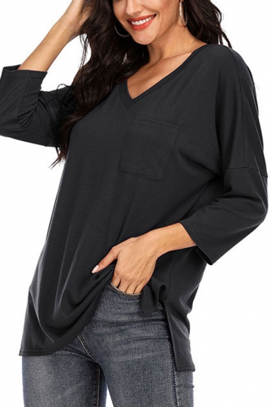 Latuza Womens 3/4 Sleeves Lounge Shirt Loose Pajama Tunic Top