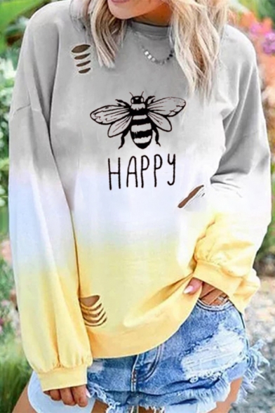 

Lovely Cat Face Letter CAT MOM Printed Long Sleeve Relaxed Fit Ombre Sweatshirt, Green;red;yellow;khaki, LC582363