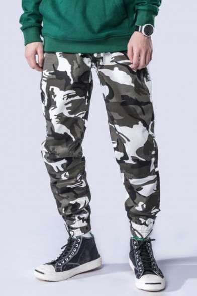 Hot Fashion Women's White Camo Printed Unisex Casual Track Pants