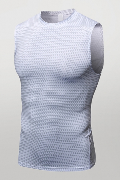 Mens Basic 3D Tank Top Simulation Muscle Pattern Skinny Fitted Crew Neck Sleeveless Tank Top