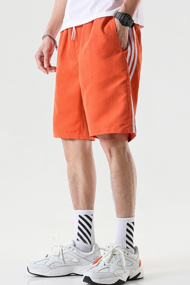 Mens Relax Shorts Classic Side Stripe Knee-Length Drawstring Waist Regular Fitted Relax Shorts