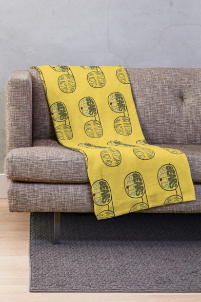 Trendy Letter Bears Beets Battlestar Galactica Allover Printed Double-sided Flannel Blanket in Yellow