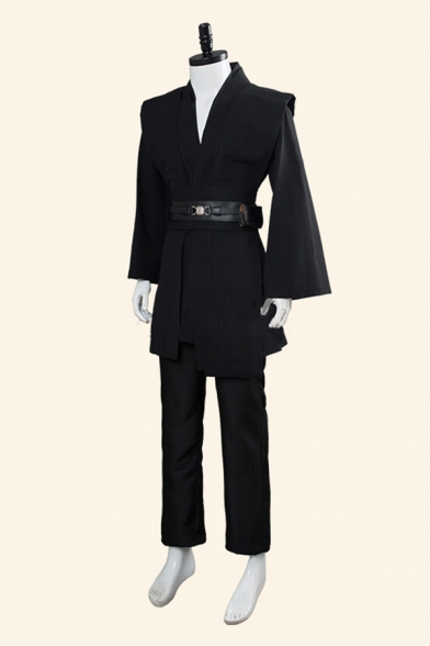 Vintage Mens Long Sleeve Deep V-neck Belted Fit Jacket & Ankle Straight Pants Set
