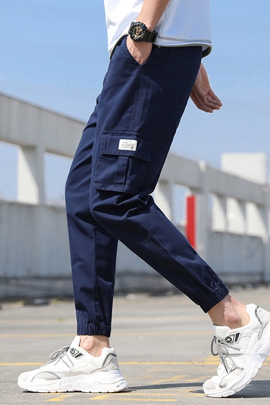 Guys Fashion Drawstring Waist Elasticized Cuff Casual Cotton Cargo Pants