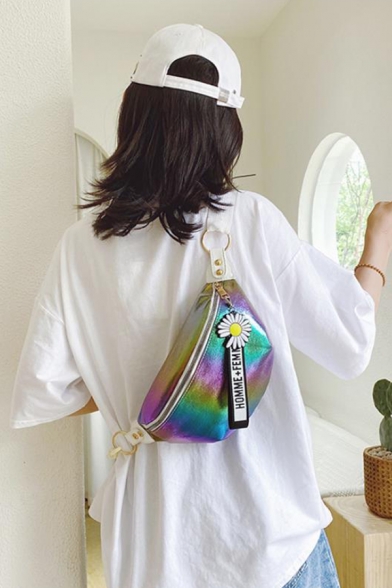 New Stylish Colorful Sequin Rainbow Pattern Zipper Crossbody Belt Bag 23*9*14 CM