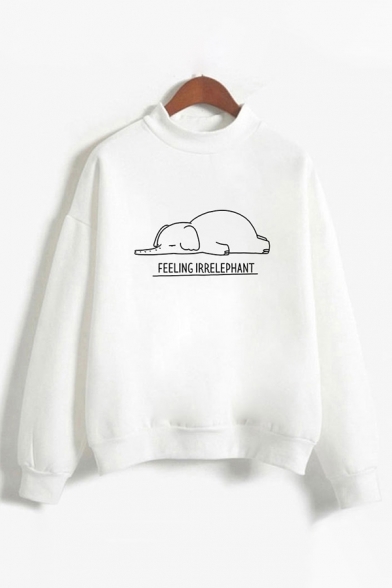 Chic Letter Unkoalafied Graphic Long Sleeve Crew Neck Loose Fitted Pullover Sweatshirt in White