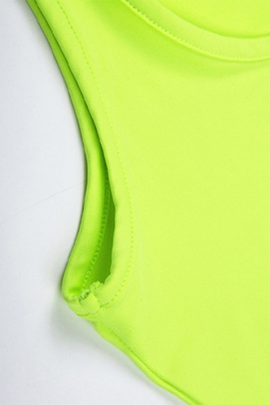 Novelty Plain Open Back U-Shaped Collar Sleeveless Midi Bodycon Tank Dress for Women