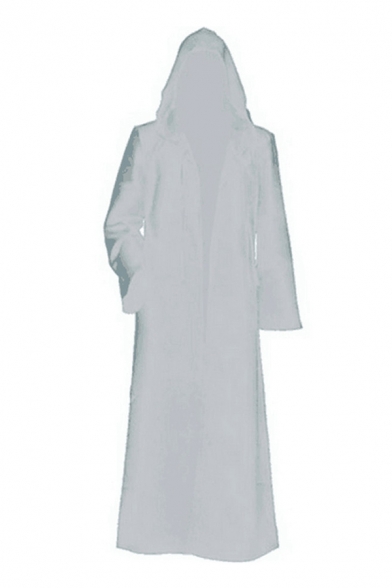 Cosplay Costume Solid Color Long Sleeve Hooded Open Front Long Loose Fit Cloak for Men