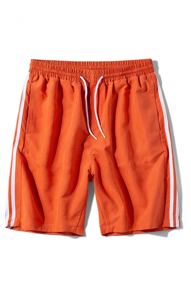 Mens Relax Shorts Classic Side Stripe Knee-Length Drawstring Waist Regular Fitted Relax Shorts