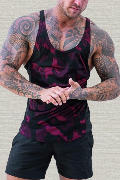 Chic Mens Tank Top Camouflage Sleeveless Scoop Neck Slim Fitted Tank Top