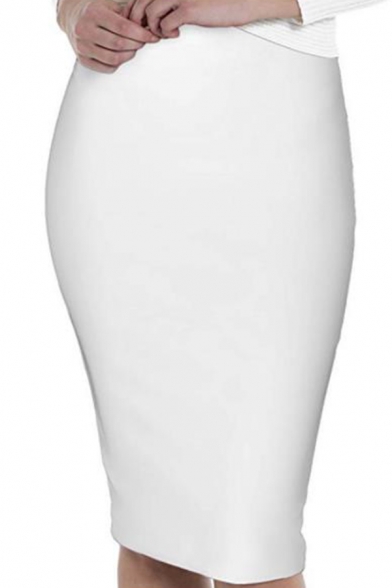 Women's Stretchy Elastic Zipped Mid-calf Bodycon Pencil Skirt