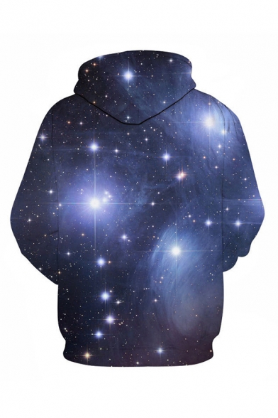 Mens 3D Hooded Sweatshirt Casual Sparkle Galaxy Planet Pattern Drawstring Long Sleeve Regular Fit Hooded Sweatshirt