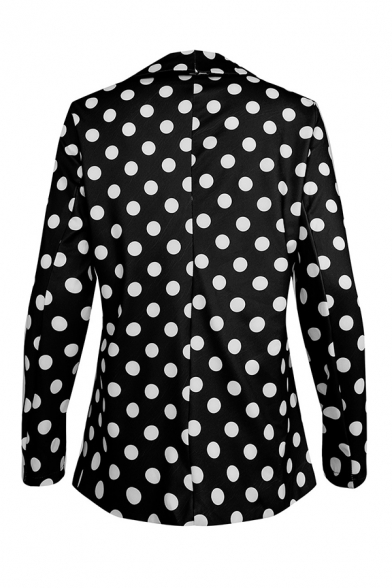 Fashion Polka Dot Printed Long Sleeve Shawl Collar Open Front Regular Fit Blazer
