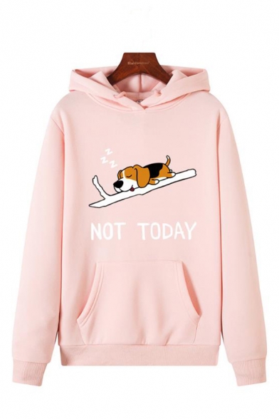 Letter I DO WHAT I WANT Dog Printed Long Sleeve Pouch Pocket Thick Hoodie