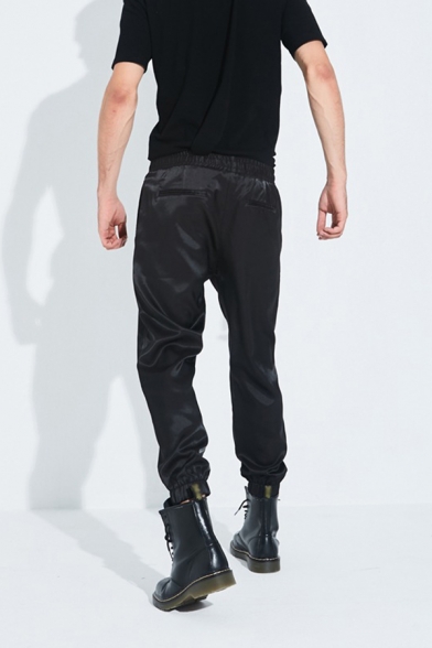 Popular Tapered Pants Plain Pocket Drawstring Cuffed Mid Rise Fitted Ankle Length Tapered Pants for Men