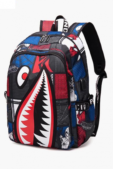 Popular Shark Print Large Travel Bag School Backpack 43*8*32 CM